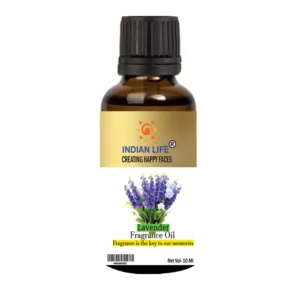 "Lavender fragrance oil by Indianlife with fresh lavender flowers – soothing floral aroma"