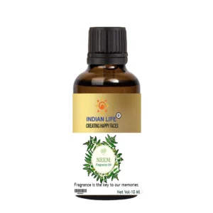 "Neem fragrance oil bottle by Indianlife – herbal, earthy scent for soaps and diffusers"