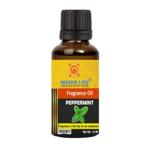 "Peppermint fragrance oil by Indianlife with fresh mint leaves – cool and minty scent"