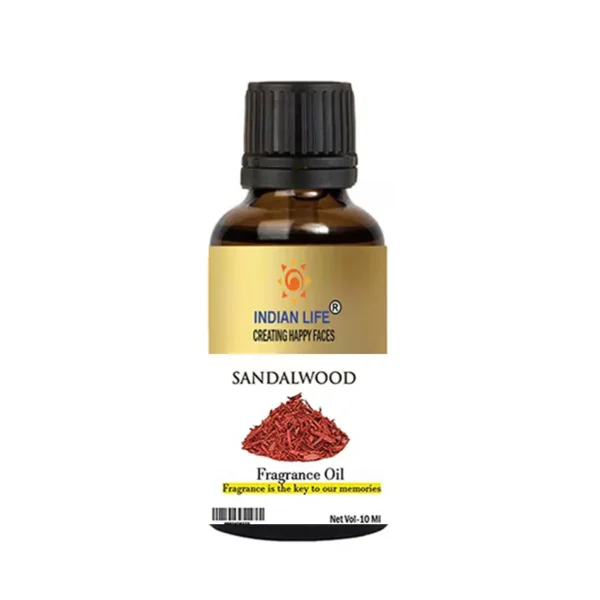 "Indianlife Sandalwood Fragrance Oil Bottle – Warm Woody Aroma for Soaps, Candles & Spiritual Use"